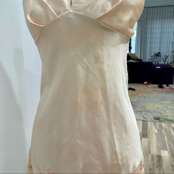 VINTAGE Peach Silk Lace Mini Slip Dress - Picture 10 of 10